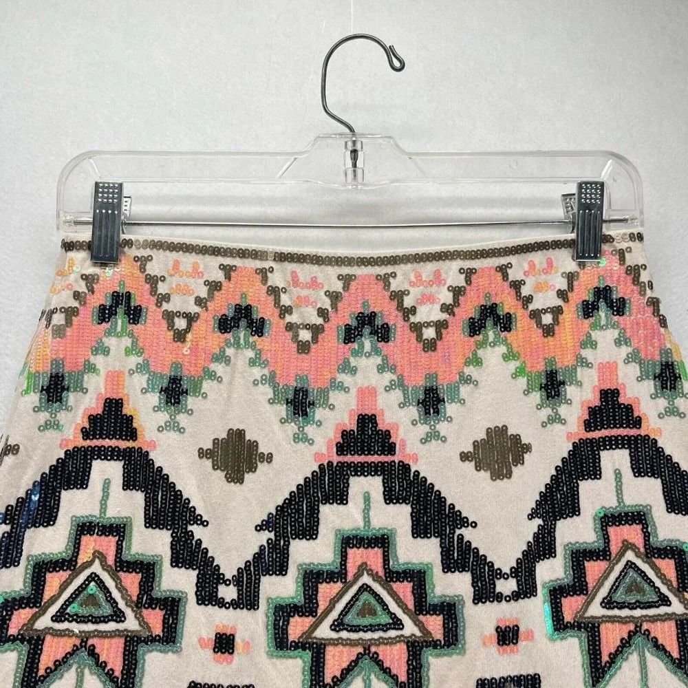Express Skirt Size XS Southwestern Embellished Mini Pima Cotton Modal Multicolor - Picture 3 of 10